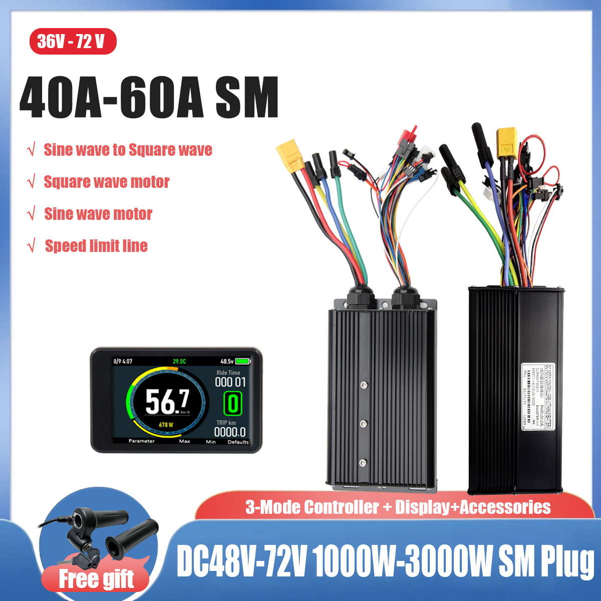 Ebike Conversion Kit 72V 3000W - Konverter Gelombang Sinus ke Gelombang Persegi