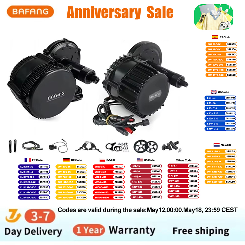 Mid Drive Motor Kit 52V 1000W - Bafang BBSHD Kit konversi sepeda Motor