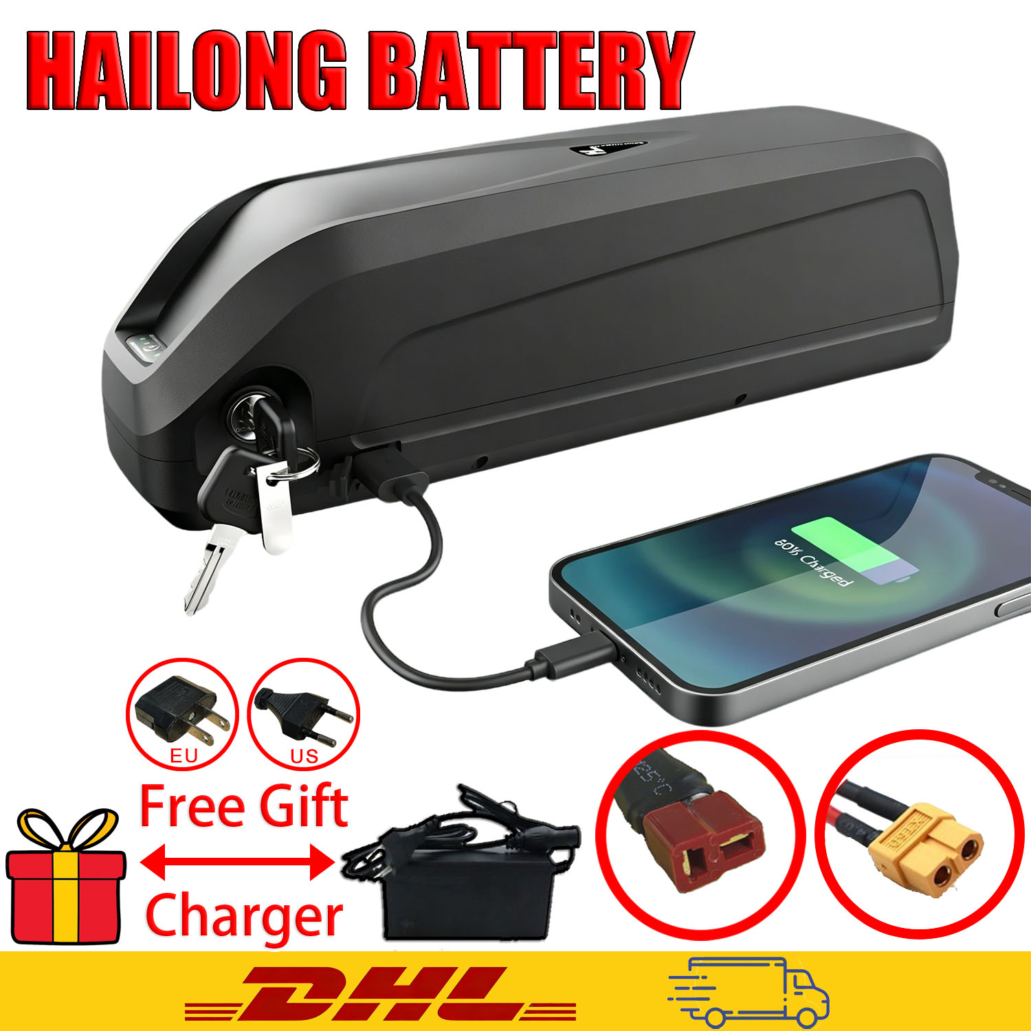 Ebike Battery 48V 20Ah Hailong - Paket Baterai Sepeda Listrik Hailong Baru